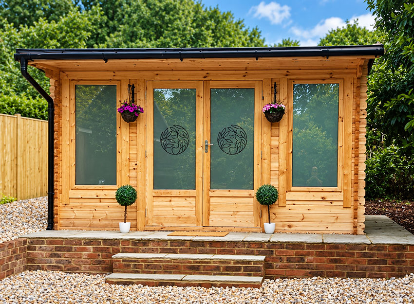 Revive Uckfield clinic - a wooden studio building infront of some big trees.